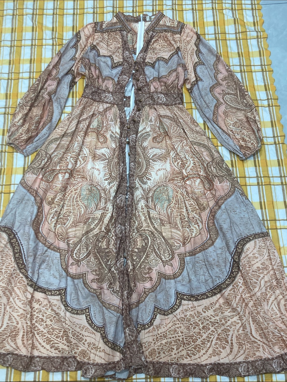 Zimmermann Paisley Boho Maxi Dress in Beige, Taupe and Blush